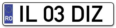Placuta inmatriculare numar auto  IL-03-DIZ, IL 03 DIZ, IL03DIZ