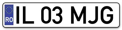 Placuta inmatriculare numar auto  IL-03-MJG, IL 03 MJG, IL03MJG