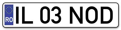 Placuta inmatriculare numar auto  IL-03-NOD, IL 03 NOD, IL03NOD