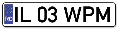 Placuta inmatriculare numar auto  IL-03-WPM, IL 03 WPM, IL03WPM