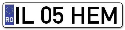 Placuta inmatriculare numar auto  IL-05-HEM, IL 05 HEM, IL05HEM