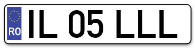 Placuta inmatriculare numar auto  IL-05-LLL, IL 05 LLL, IL05LLL