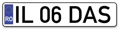 Placuta inmatriculare numar auto  IL-06-DAS, IL 06 DAS, IL06DAS