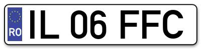 Placuta inmatriculare numar auto  IL-06-FFC, IL 06 FFC, IL06FFC
