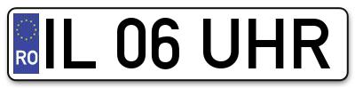 Placuta inmatriculare numar auto  IL-06-UHR, IL 06 UHR, IL06UHR