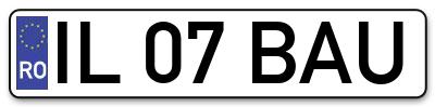 Placuta inmatriculare numar auto  IL-07-BAU, IL 07 BAU, IL07BAU