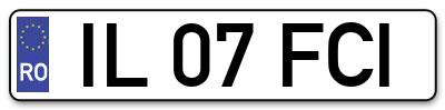 Placuta inmatriculare numar auto  IL-07-FCI, IL 07 FCI, IL07FCI