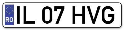 Placuta inmatriculare numar auto  IL-07-HVG, IL 07 HVG, IL07HVG