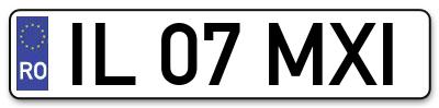 Placuta inmatriculare numar auto  IL-07-MXI, IL 07 MXI, IL07MXI