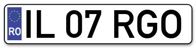 Placuta inmatriculare numar auto  IL-07-RGO, IL 07 RGO, IL07RGO