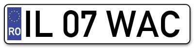 Placuta inmatriculare numar auto  IL-07-WAC, IL 07 WAC, IL07WAC