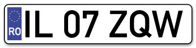 Placuta inmatriculare numar auto  IL-07-ZQW, IL 07 ZQW, IL07ZQW