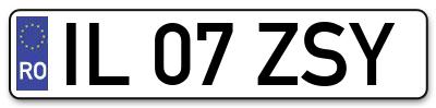 Placuta inmatriculare numar auto  IL-07-ZSY, IL 07 ZSY, IL07ZSY