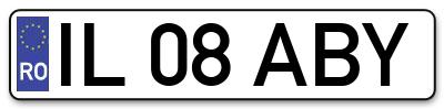 Placuta inmatriculare numar auto  IL-08-ABY, IL 08 ABY, IL08ABY