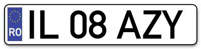 Placuta inmatriculare numar auto  IL-08-AZY, IL 08 AZY, IL08AZY