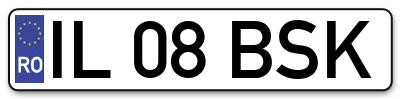 Placuta inmatriculare numar auto  IL-08-BSK, IL 08 BSK, IL08BSK
