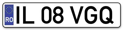 Placuta inmatriculare numar auto  IL-08-VGQ, IL 08 VGQ, IL08VGQ