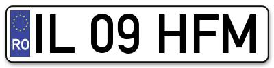Placuta inmatriculare numar auto  IL-09-HFM, IL 09 HFM, IL09HFM