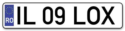 Placuta inmatriculare numar auto  IL-09-LOX, IL 09 LOX, IL09LOX