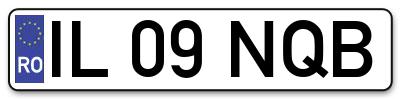Placuta inmatriculare numar auto  IL-09-NQB, IL 09 NQB, IL09NQB