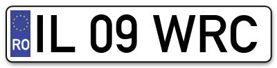 Placuta inmatriculare numar auto  IL-09-WRC, IL 09 WRC, IL09WRC