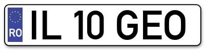 Placuta inmatriculare numar auto  IL-10-GEO, IL 10 GEO, IL10GEO
