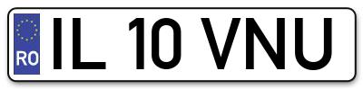 Placuta inmatriculare numar auto  IL-10-VNU, IL 10 VNU, IL10VNU