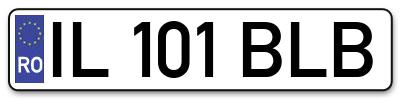 Placuta inmatriculare numar auto  IL-101-BLB, IL 101 BLB, IL101BLB