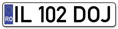 Placuta inmatriculare numar auto  IL-102-DOJ, IL 102 DOJ, IL102DOJ