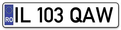 Placuta inmatriculare numar auto  IL-103-QAW, IL 103 QAW, IL103QAW