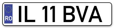 Placuta inmatriculare numar auto  IL-11-BVA, IL 11 BVA, IL11BVA
