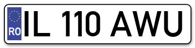 Placuta inmatriculare numar auto  IL-110-AWU, IL 110 AWU, IL110AWU
