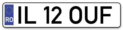 Placuta inmatriculare numar auto  IL-12-OUF, IL 12 OUF, IL12OUF