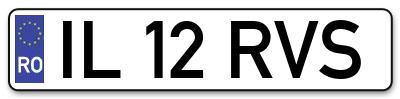 Placuta inmatriculare numar auto  IL-12-RVS, IL 12 RVS, IL12RVS