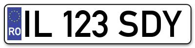 Placuta inmatriculare numar auto  IL-123-SDY, IL 123 SDY, IL123SDY