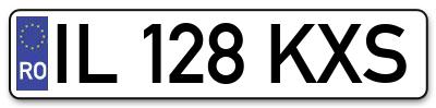 Placuta inmatriculare numar auto  IL-128-KXS, IL 128 KXS, IL128KXS