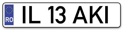 Placuta inmatriculare numar auto  IL-13-AKI, IL 13 AKI, IL13AKI