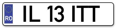 Placuta inmatriculare numar auto  IL-13-ITT, IL 13 ITT, IL13ITT