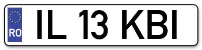Placuta inmatriculare numar auto  IL-13-KBI, IL 13 KBI, IL13KBI
