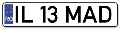 Placuta inmatriculare numar auto  IL-13-MAD, IL 13 MAD, IL13MAD