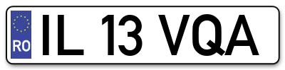 Placuta inmatriculare numar auto  IL-13-VQA, IL 13 VQA, IL13VQA