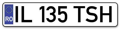 Placuta inmatriculare numar auto  IL-135-TSH, IL 135 TSH, IL135TSH