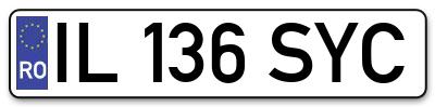 Placuta inmatriculare numar auto  IL-136-SYC, IL 136 SYC, IL136SYC