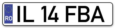 Placuta inmatriculare numar auto  IL-14-FBA, IL 14 FBA, IL14FBA