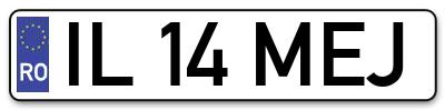 Placuta inmatriculare numar auto  IL-14-MEJ, IL 14 MEJ, IL14MEJ