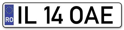 Placuta inmatriculare numar auto  IL-14-OAE, IL 14 OAE, IL14OAE