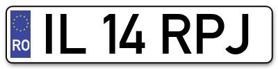 Placuta inmatriculare numar auto  IL-14-RPJ, IL 14 RPJ, IL14RPJ