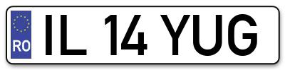 Placuta inmatriculare numar auto  IL-14-YUG, IL 14 YUG, IL14YUG