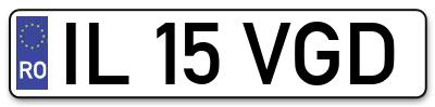 Placuta inmatriculare numar auto  IL-15-VGD, IL 15 VGD, IL15VGD