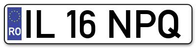 Placuta inmatriculare numar auto  IL-16-NPQ, IL 16 NPQ, IL16NPQ